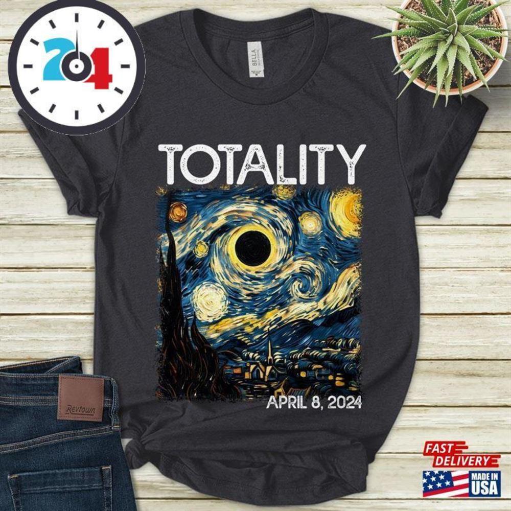Total Solar Eclipse Starry Night Painting T-Shirt April 8Th Event Shirt